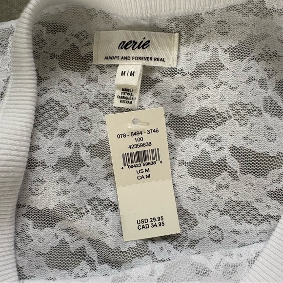 Aerie White Lace Short Sleeve Tee - Picture 3 of 3
